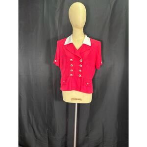 Vintage Petite Perceptions By Irene B Salmon Suit Top, Short Sleeve Blouse